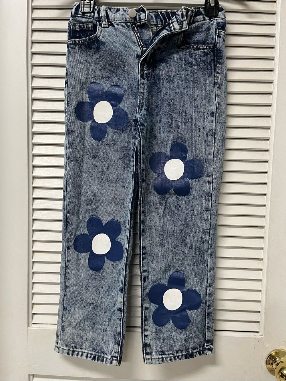 SHEIN KIDS  8yrs old Blue Floral Straight-Leg Jeans for girls
